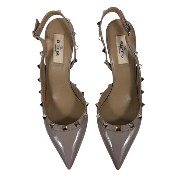 Valentino Garavani Rockstud 100 Patent Leather Slingback Pump Pink Size 40 - Picture 5 of 13